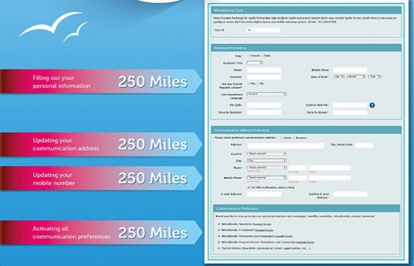 土耳其航空更新个人资料获得1000点MILES奖励说明
